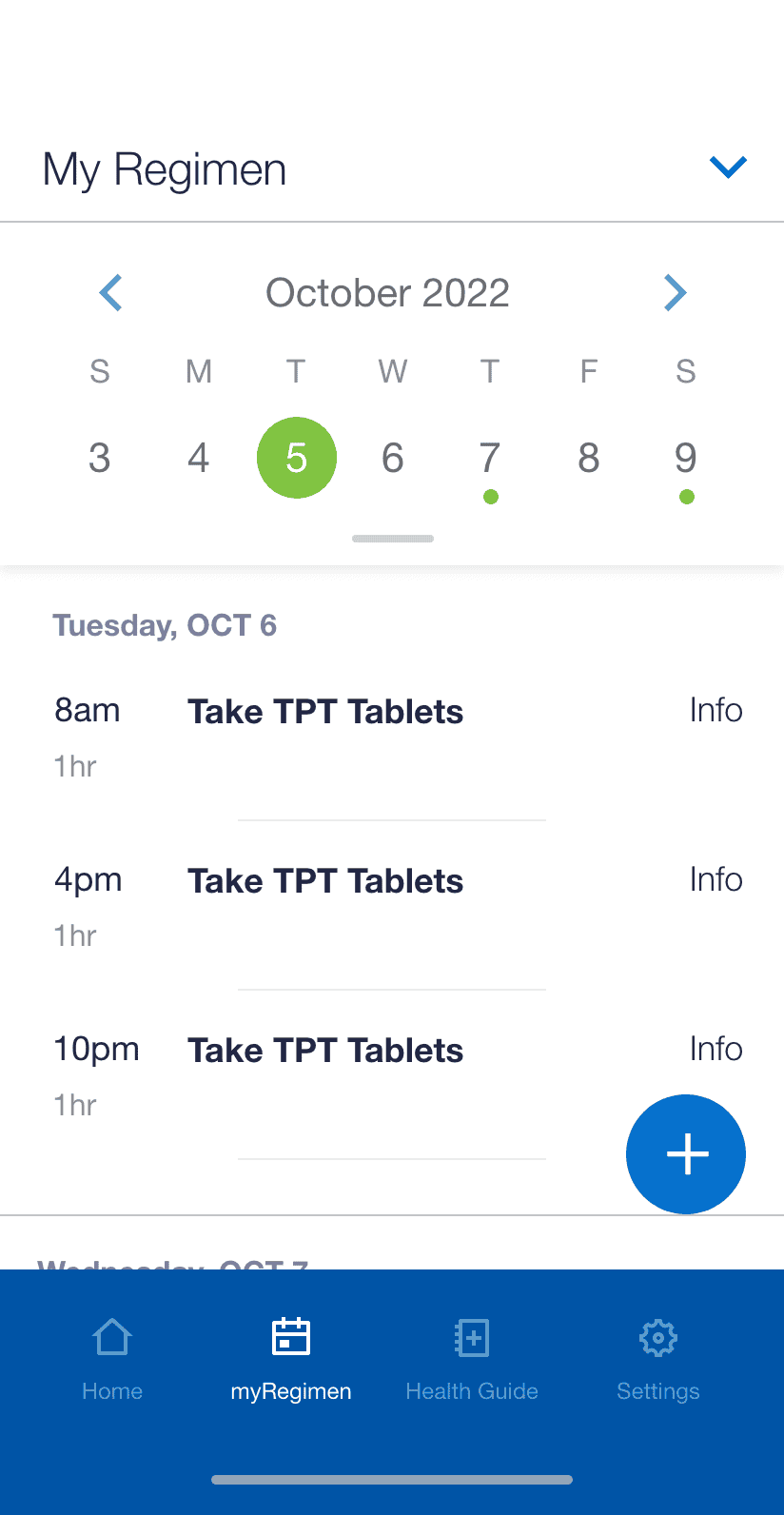 MyTBT treatment calendar