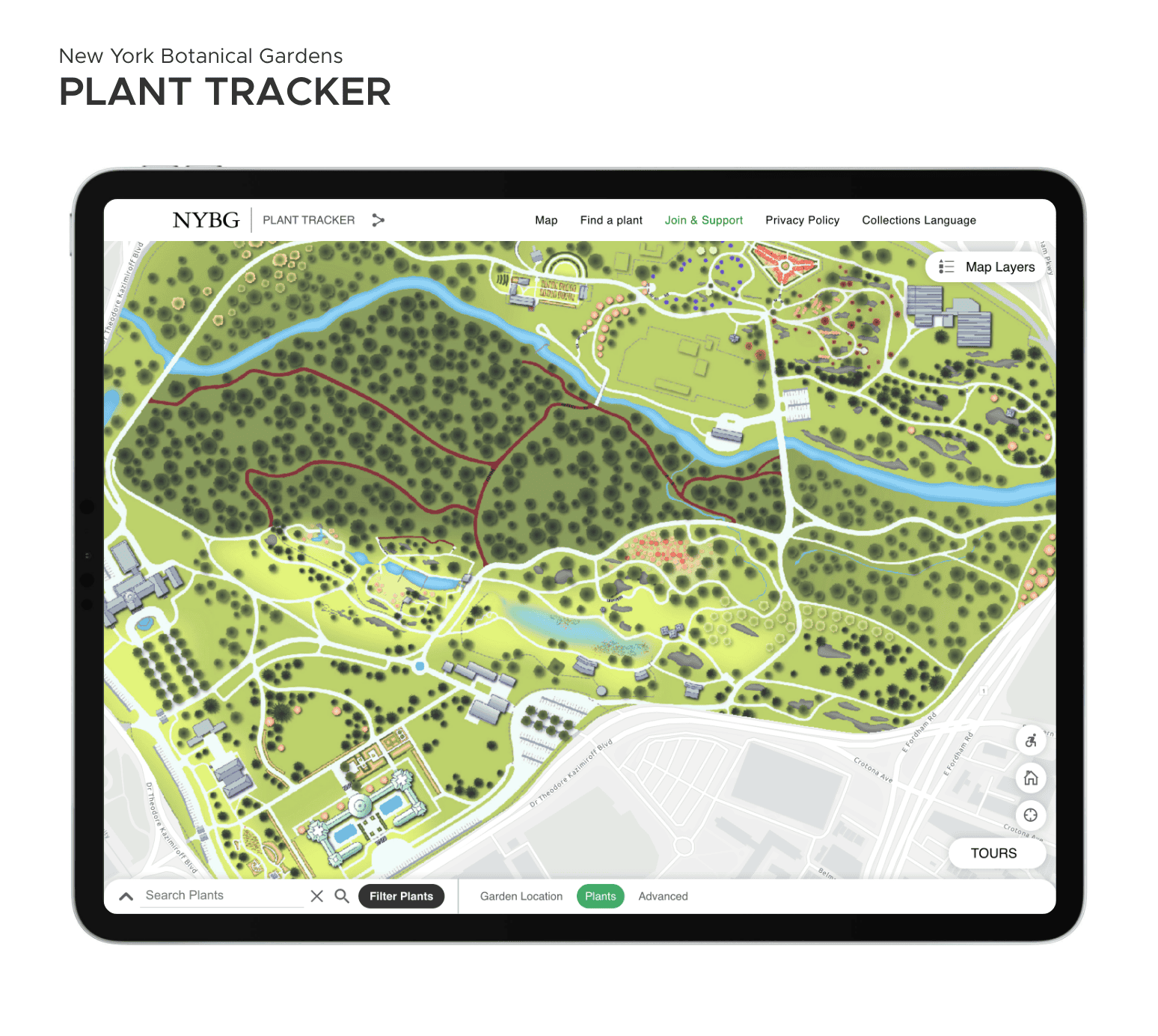 NYBG Plant Tracker iPad view