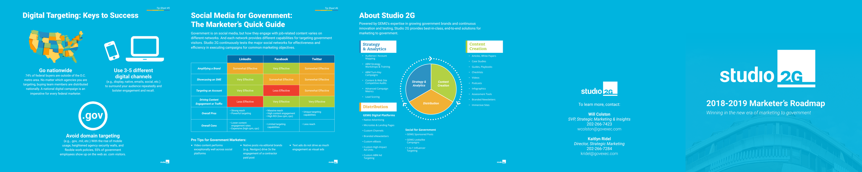 Outside spread of the Studio 2G Marketer's Roadmap brochure