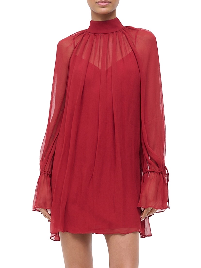 Clothing input — red chiffon dress, front view