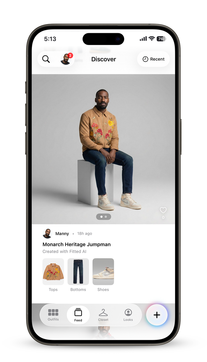 The Discover feed showing a generated look