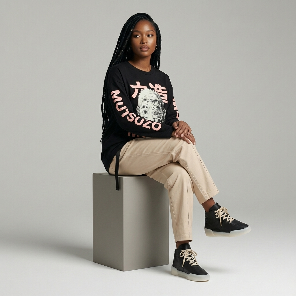 AI-generated result — subject wearing the streetwear outfit