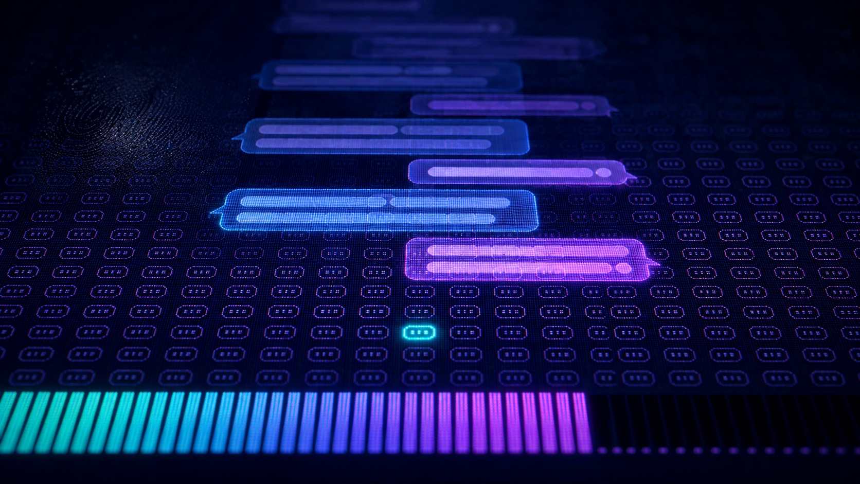 Placeholder hero: a long horizontal bar representing a context window, dense and sharp with text at both ends but washed out and sagging in the middle where tokens fade into noise. Off to the side, a small lean orchestrator node branches out to several sub-agent nodes.