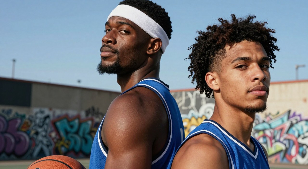 Z-Image Turbo generation: A dynamic team photo featuring the starting point guard and shooting guards, one taller pl…