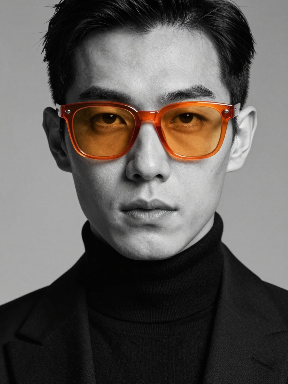 Z-Image Turbo generation: A studio-style close-up editorial portrait of a person with strong, well-defined facial fe…